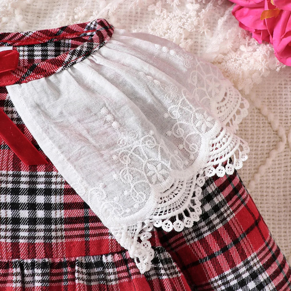 Baby Girl Long Sleeve Red Plaid Dress