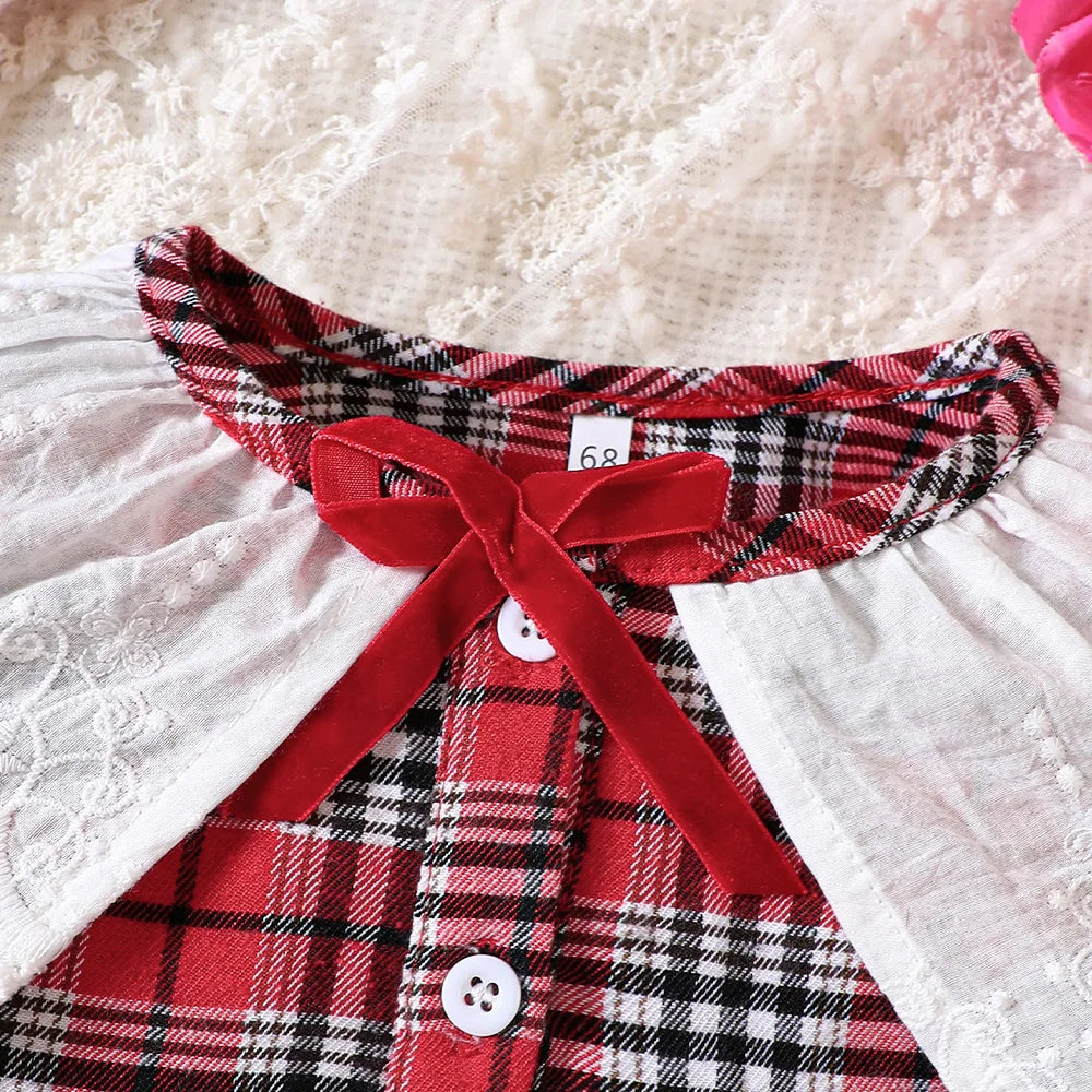 Baby Girl Long Sleeve Red Plaid Dress