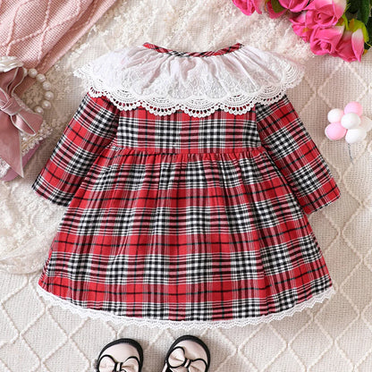 Baby Girl Long Sleeve Red Plaid Dress