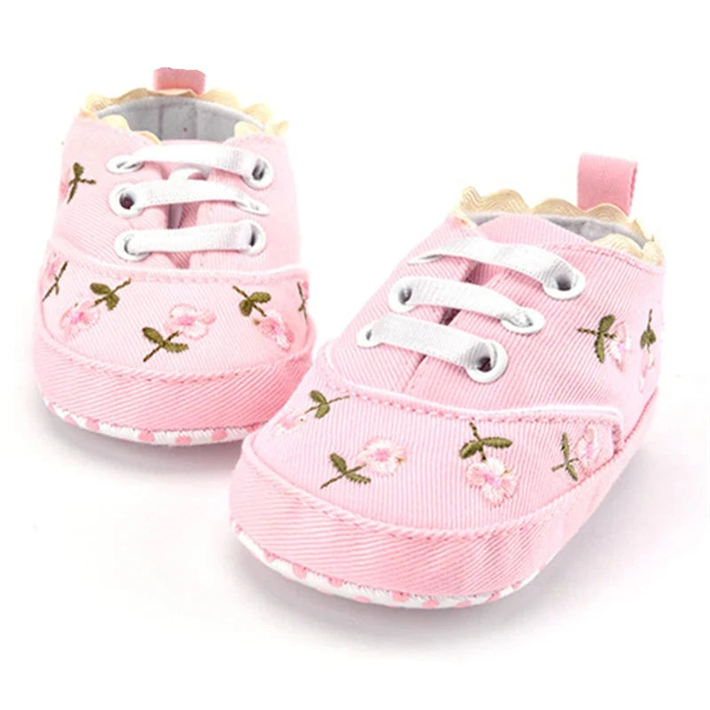 Elegant Baby Girl Floral Prewalker Shoes