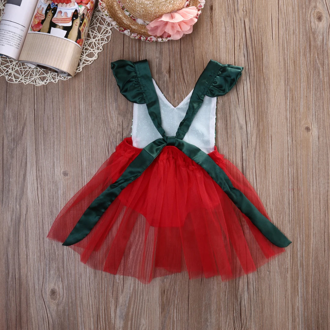 Sparkling Sweetheart: Baby Girl Tulle Sequined Bodysuit Dress