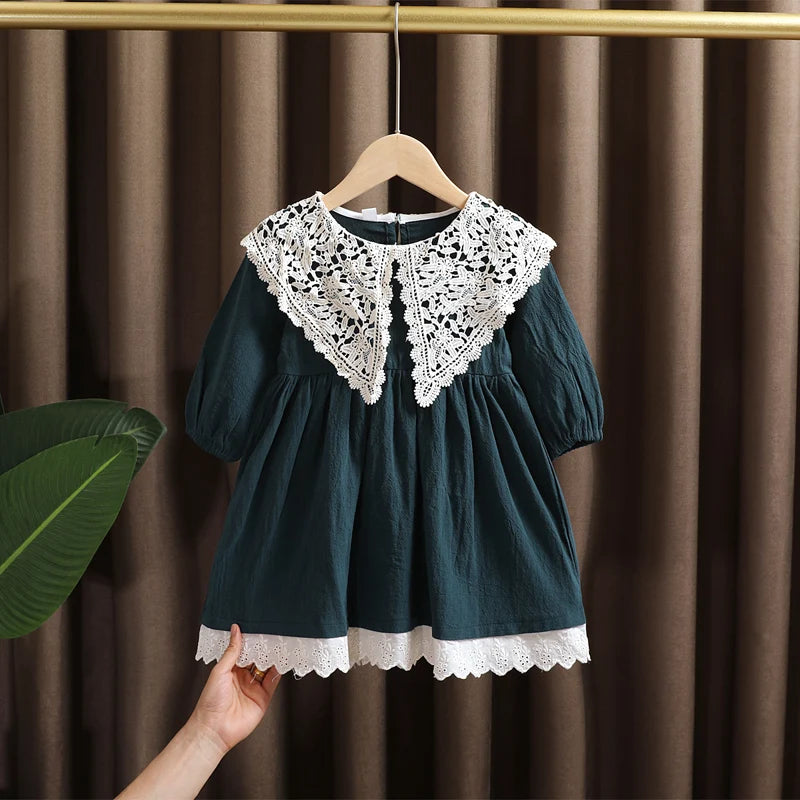 Elegant Lace Long Sleeve Dress for Baby Girls