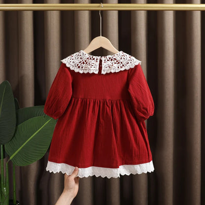 Elegant Lace Long Sleeve Dress for Baby Girls