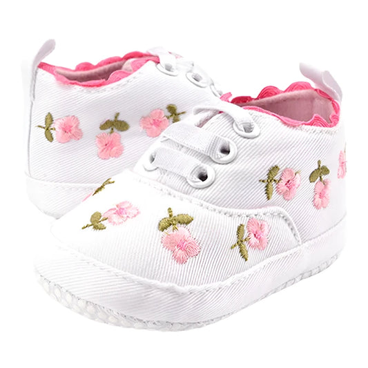 Elegant Baby Girl Floral Prewalker Shoes