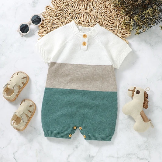 Newborn Boys' Adorable Round Neck Jumpsuit