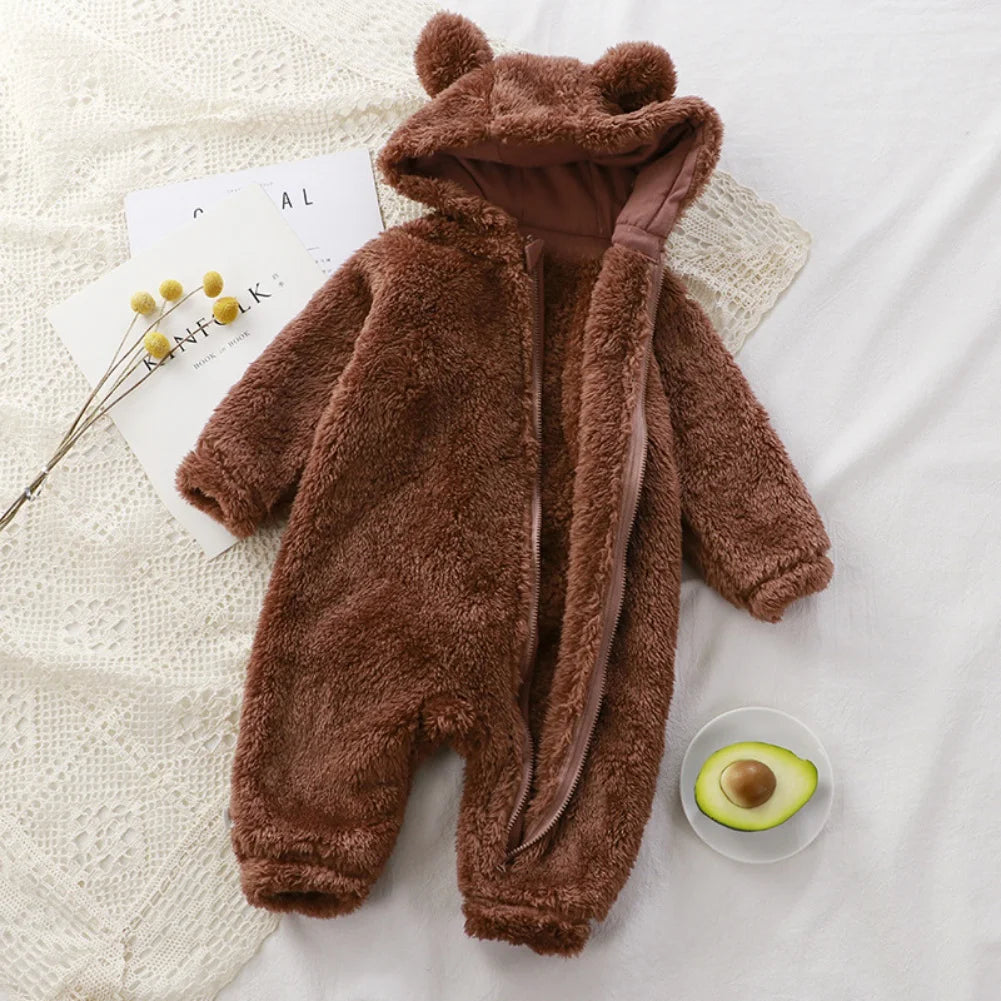 Fleece Romper with Bear Ears for Baby