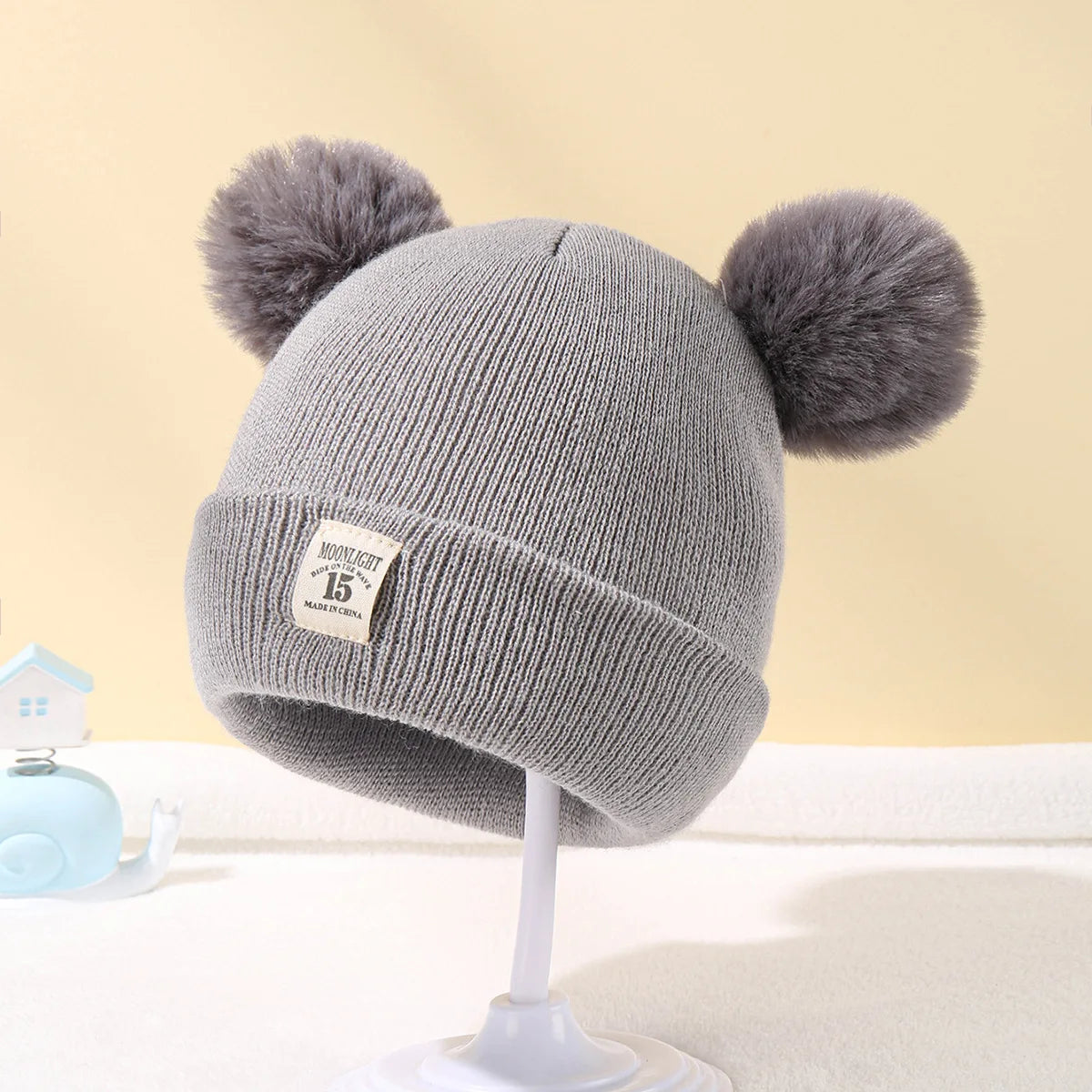 Cozy Knitted Pompom Beanie for Newborns