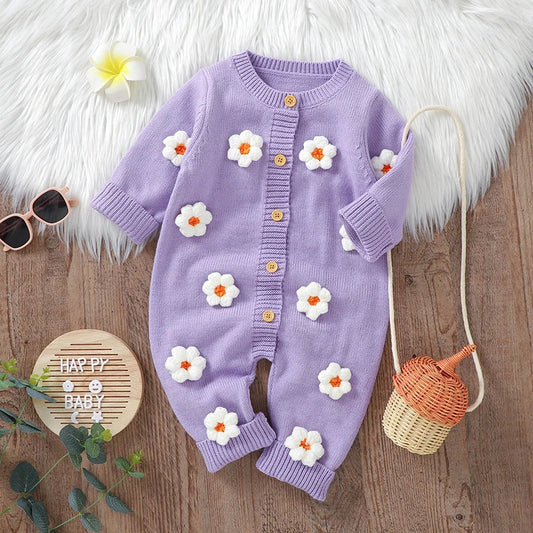 Cozy and Cute: 3D Floral Baby Romper