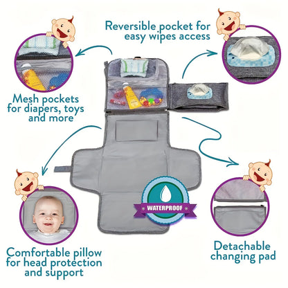 Portable Diaper Changing Pad - Waterproof Travel Changing Kit