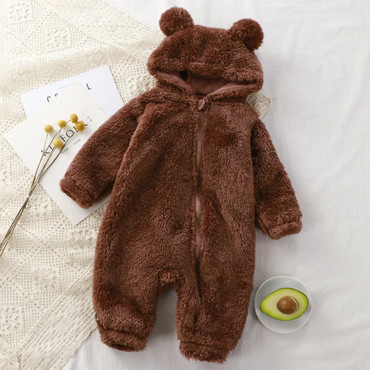 Fleece Romper with Bear Ears for Baby