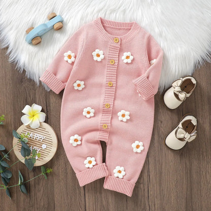 Cozy & Cute: 3D Floral Baby Romper