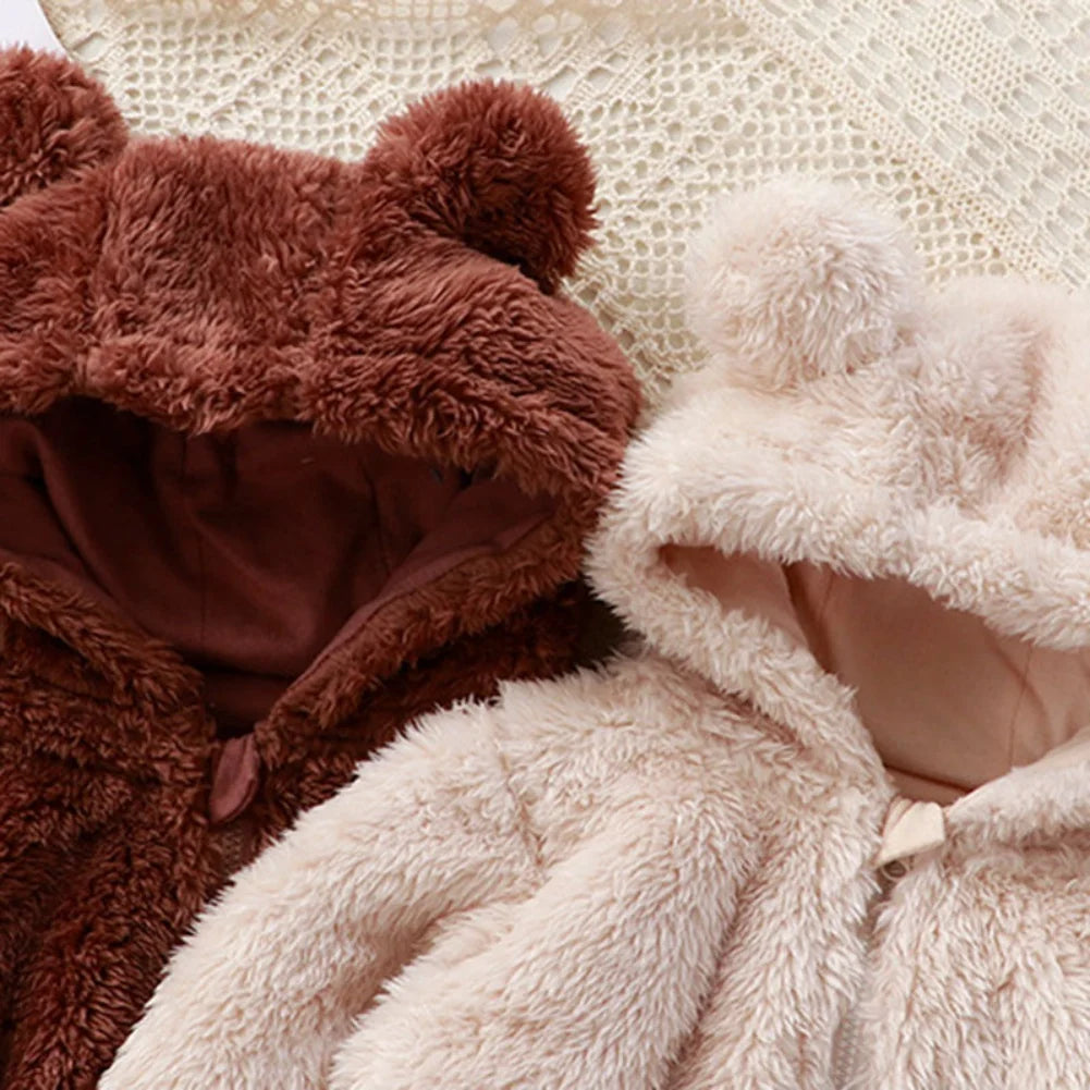 Fleece Romper with Bear Ears for Baby