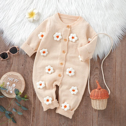 Cozy and Cute: 3D Floral Baby Romper