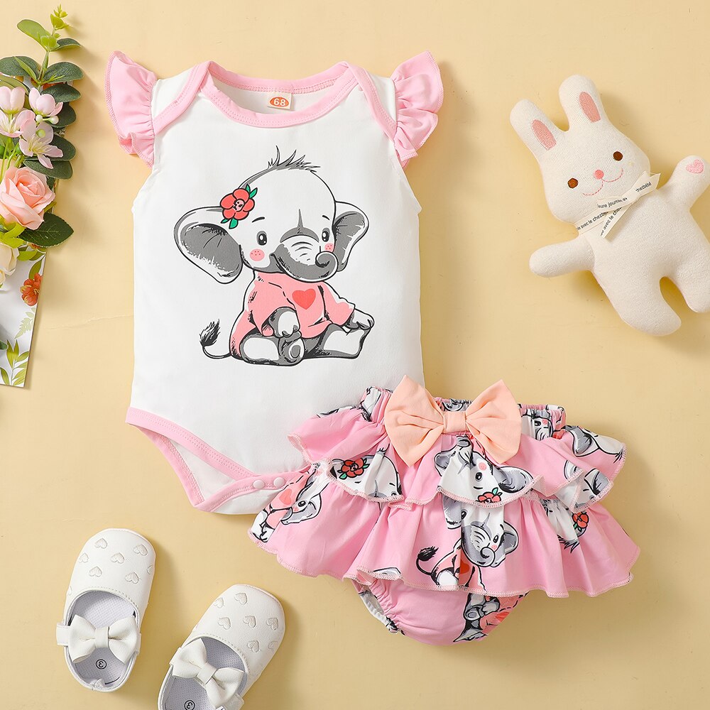 Cute Elephant Bodysuit Set