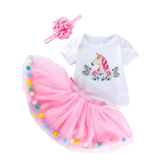 Newborn Cotton Unicorn Dress Set