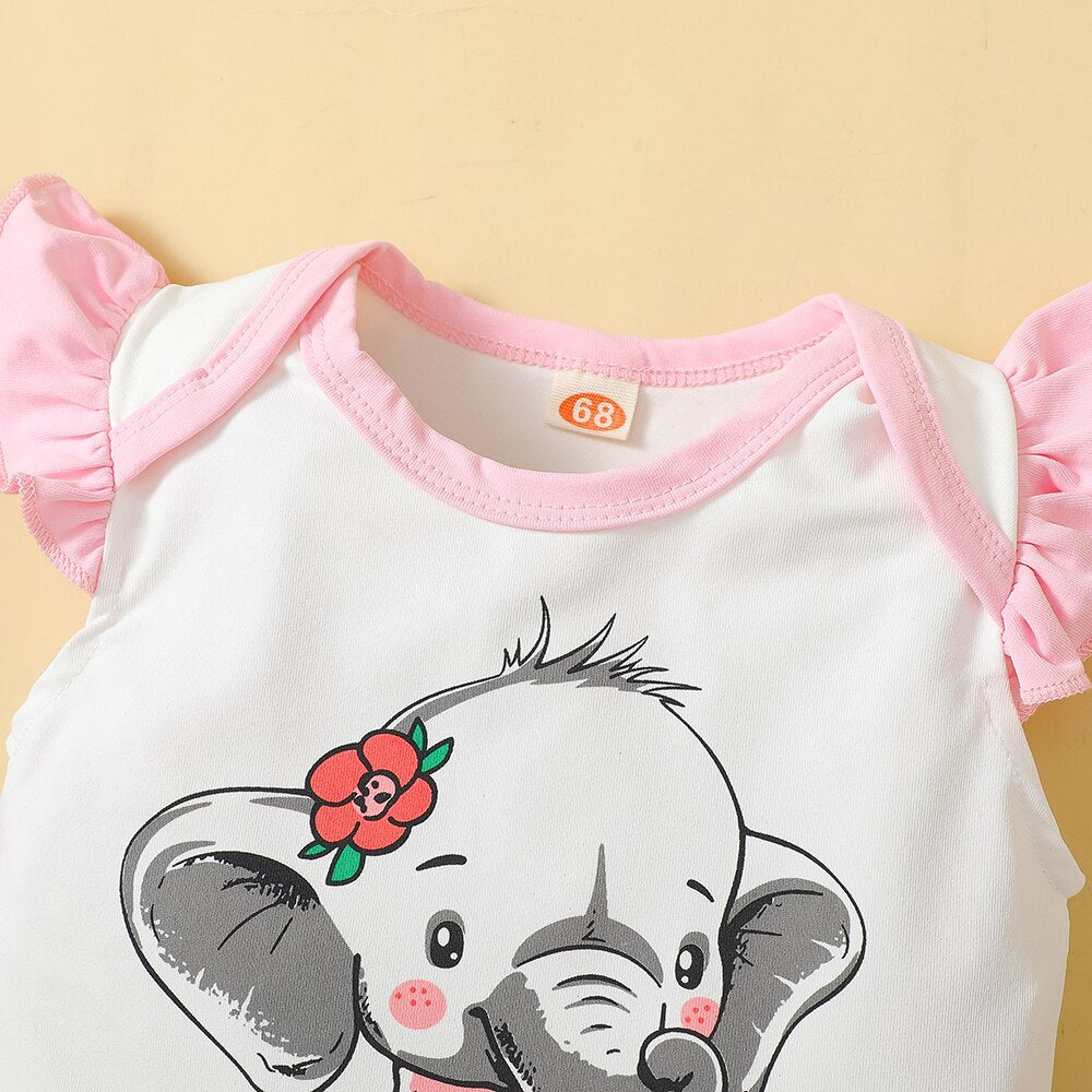 Cute Elephant Bodysuit Set