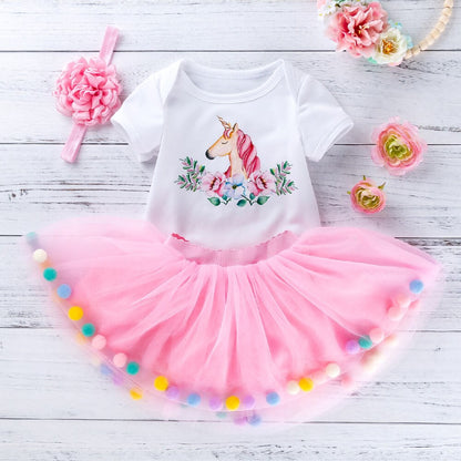 Newborn Cotton Unicorn Dress Set